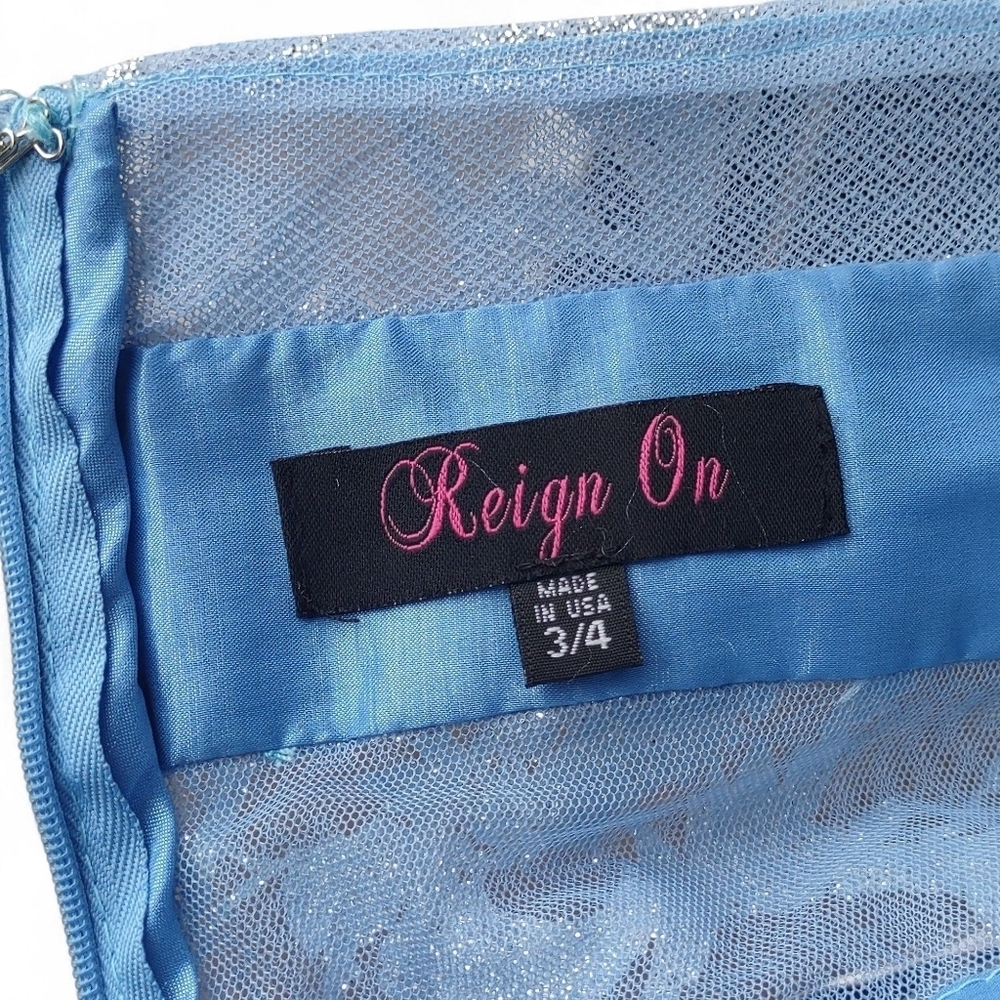 Reign On Strapless Ice Blue and Silver Formal Dress Prom Homecoming Sz 3/4 NWT - Picture 8 of 12